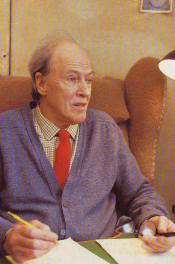 Roald Dahl in writing hut